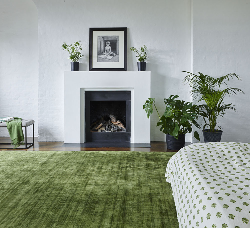 cozy green rug for bedroom