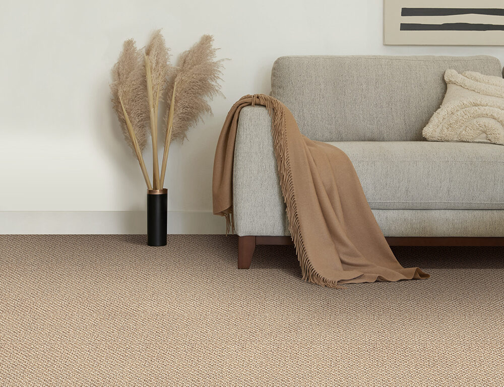 wall to wall synthetic synsisal carpet in living room
