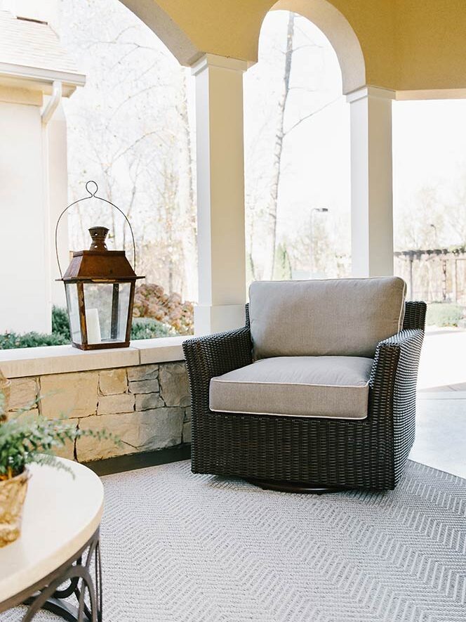 porch rug on covered patio