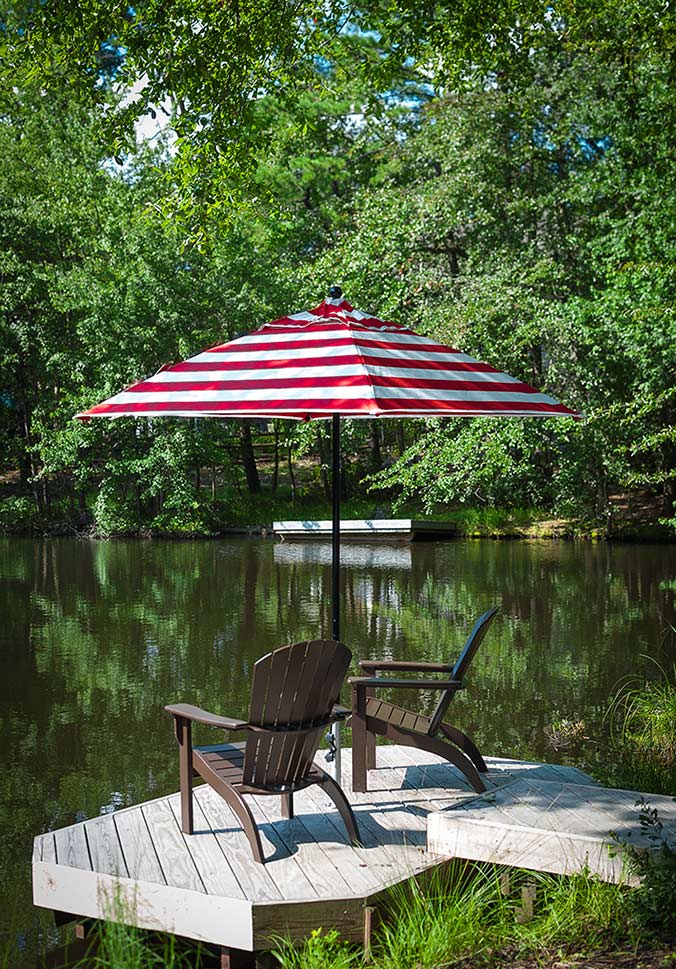 outdoor umbrella on wood deck