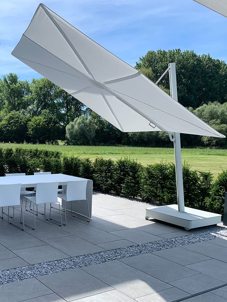 outdoor umbrella over dining table