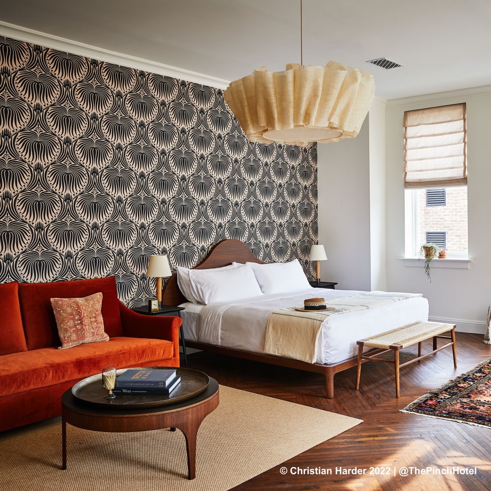 SynSisal® area rug in a hotel room at The Pinch Hotel in Charleston, South Carolina.