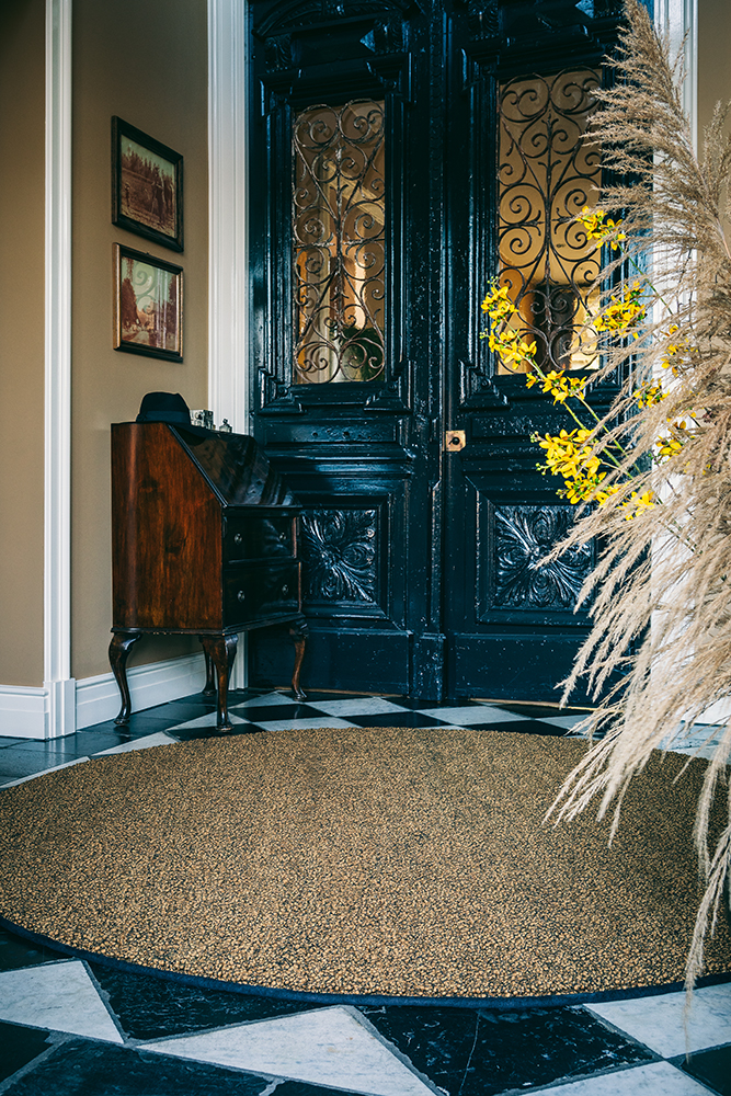 circular entry way rug in fall color ginger